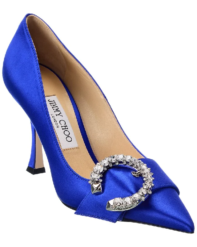 High heels for outdoor fall suppers -Jimmy Choo Melva 90 Satin Pump