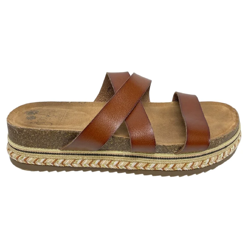 Flats with small knit details -Sandals Flats By Jelly Pop In Brown, Size: 10