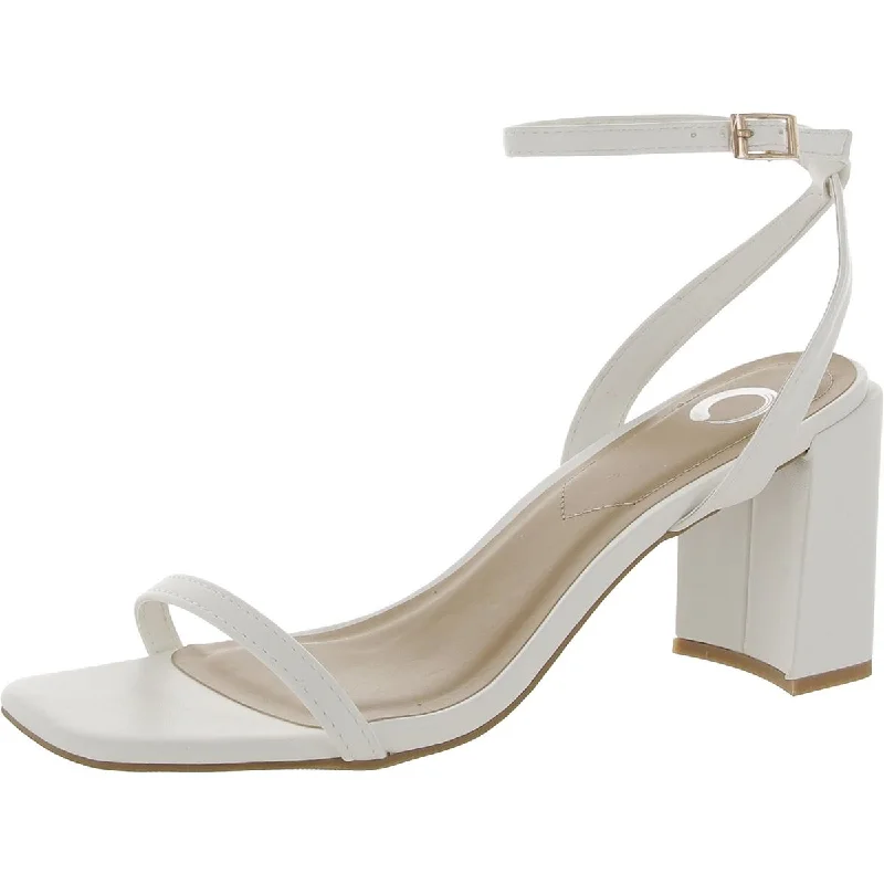 Best sandals for summer seaside evenings-Journee Collection Womens Aylia Faux Leather Square Toe Block Heels