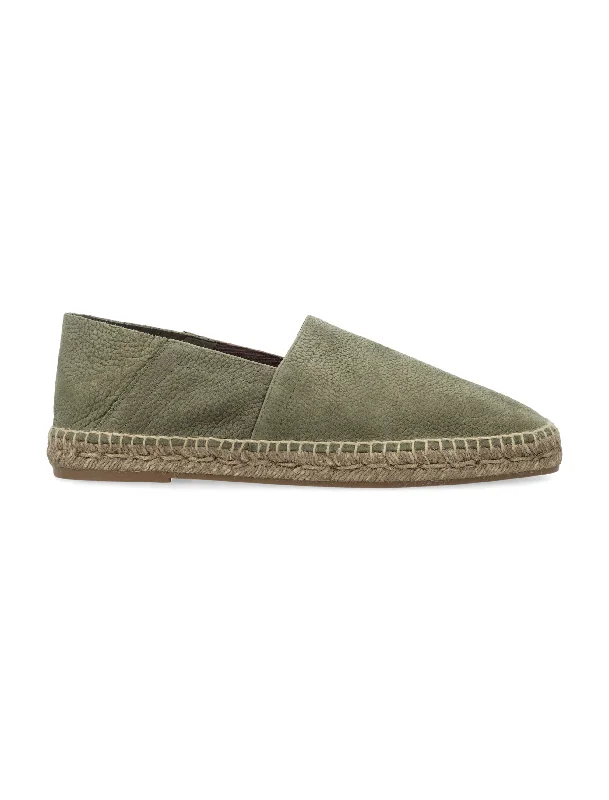 Athletic shoes with anti-odor technology -TOM FORD Olive and Ecru Square Toe Slip-On Espadrilles for Men