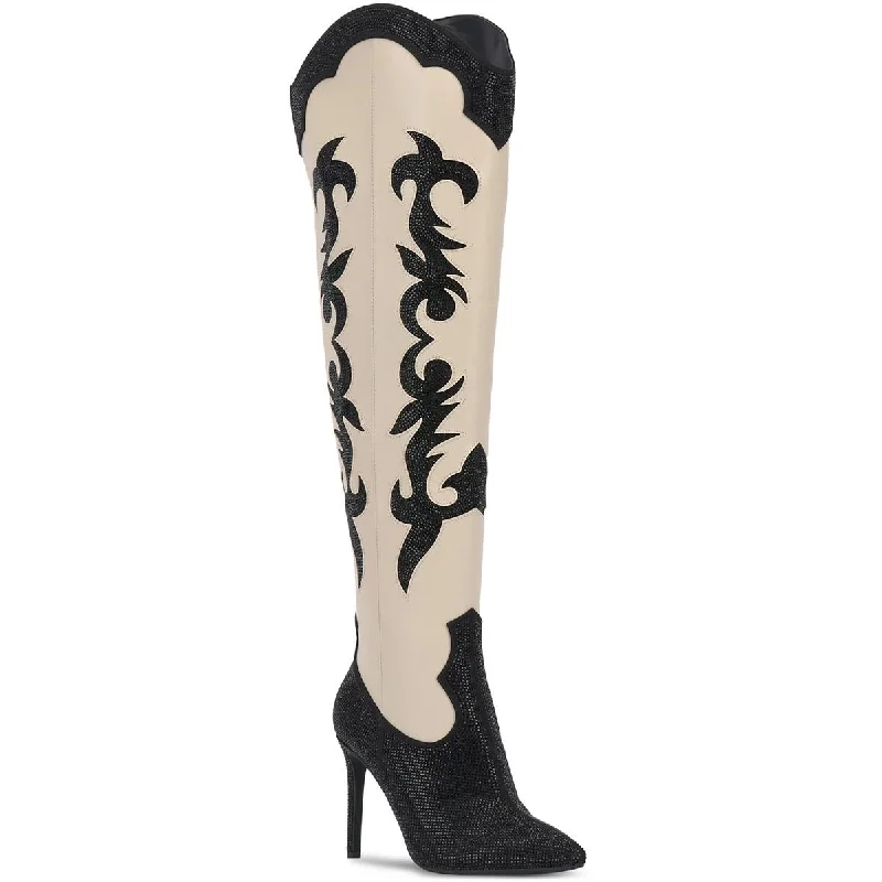 Nostalgic boots with 70s flair -INC Womens Iresa Faux Leather Rhinestone Cowboy, Western Boots