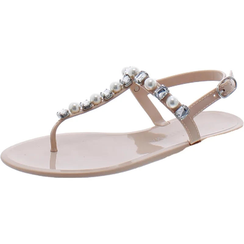 Premium sandals for luxury coastal evenings-Stuart Weitzman Womens Rhinestone Ankle Stra T-Strap Sandals