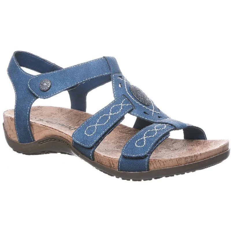 Stylish sandals for evening shore evenings-Bearpaw Womens Ridley Faux Leather Ankle Strap Wedge Sandals