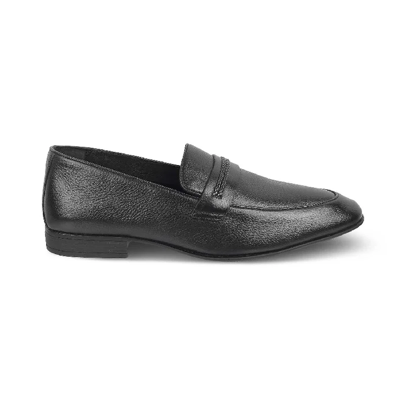 Slip-on loafers for easy evening strolls-The Bochum Black Men's Leather Loafers Tresmode