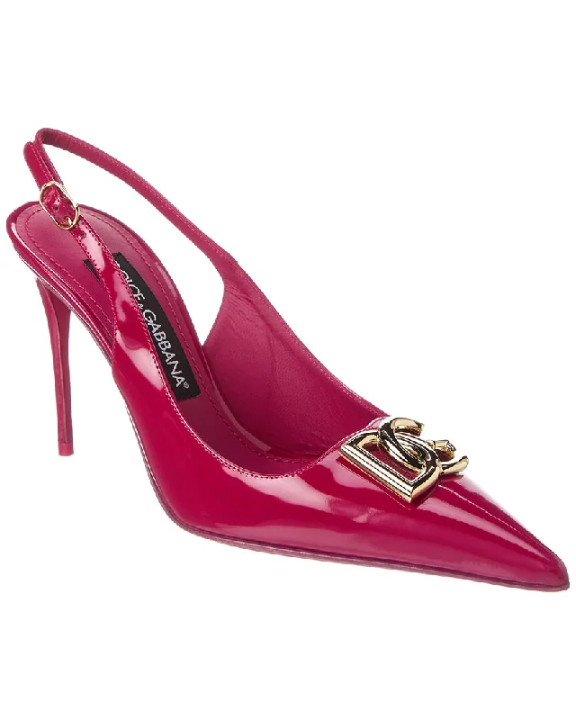 High heels for indoor dusk vibes -Dolce & Gabbana DG Logo Leather Slingback Pump