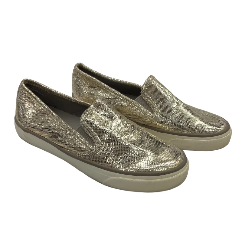 Flats for snowy rooftop views -Shoes Flats By Sperry In Gold, Size: 6.5