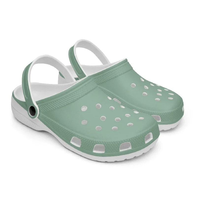 Premium sandals for luxury coastal evenings-Pastel Green Color Unisex Clogs, Best Solid Green Color Unisex Classic Lightweight Best Sandals For Men or Women