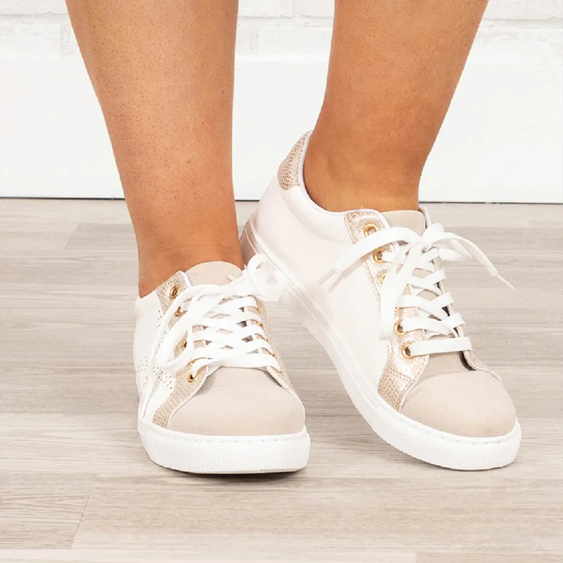 Athletic shoes for outdoor fun -I'm Steppin' Out Sneakers, Gold