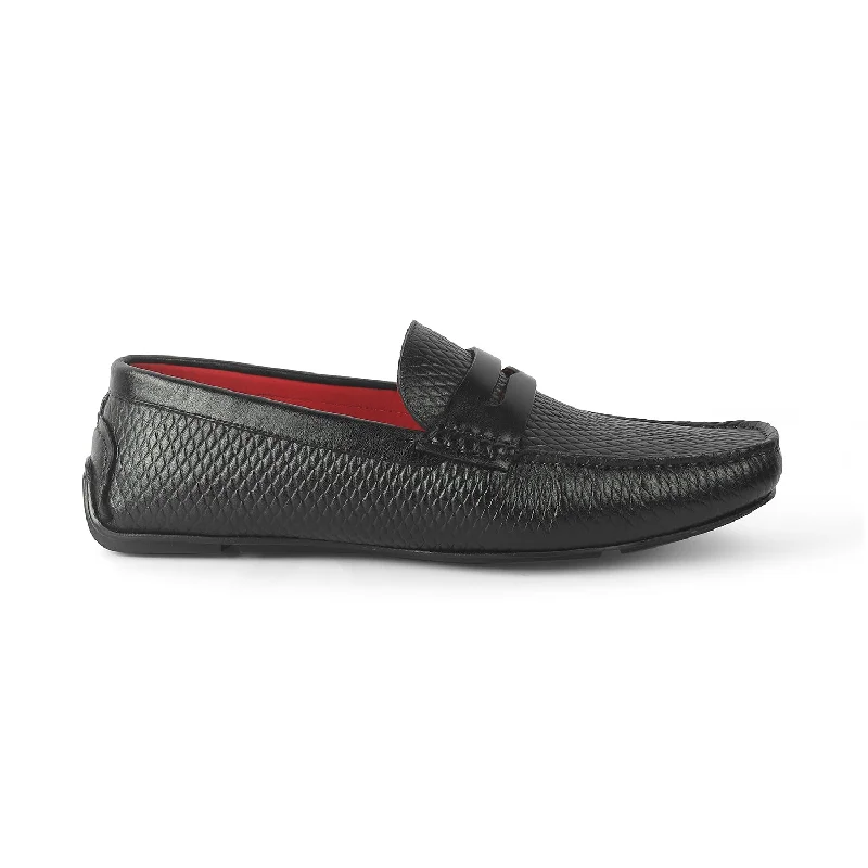 Stylish loafers for urban evening comfort-Tresmode Copen Black Men's Leather Penny Driving Loafers