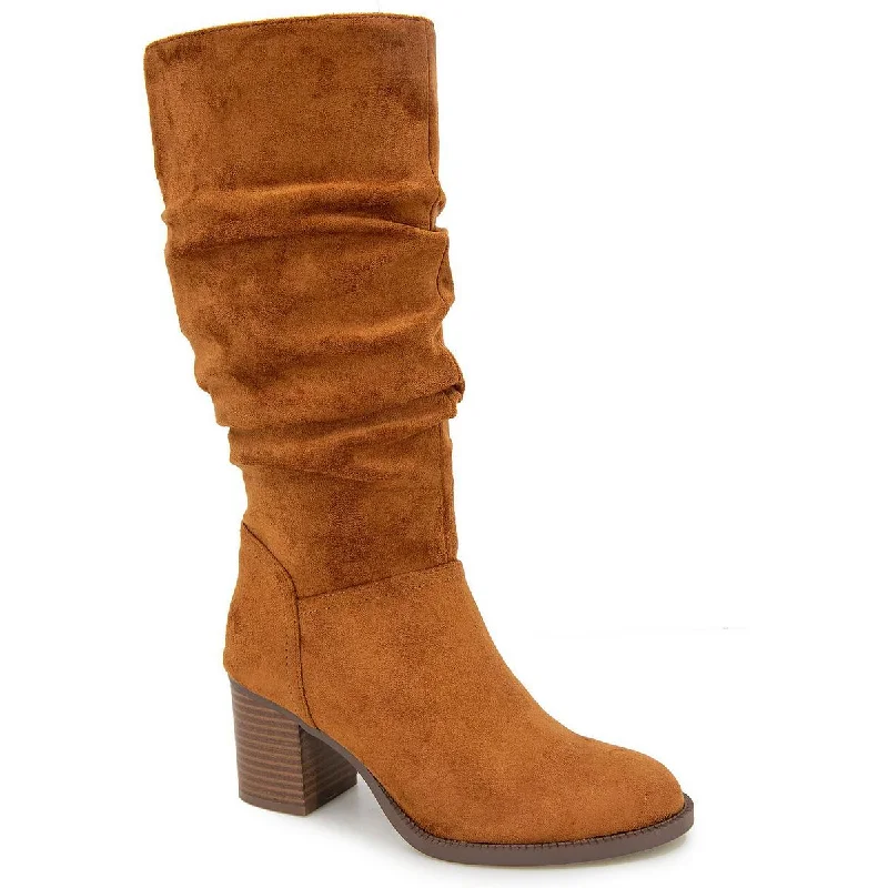 Women’s boots with soft backs -Kenneth Cole Reaction Womens Sonia Faux Suede Almond Toe Knee-High Boots