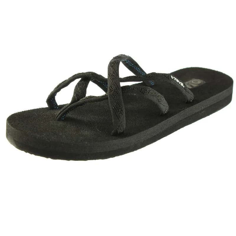 Trendy sandals for summer coastal evenings-Teva Womens Olowahu Strappy Thong Slide Sandals