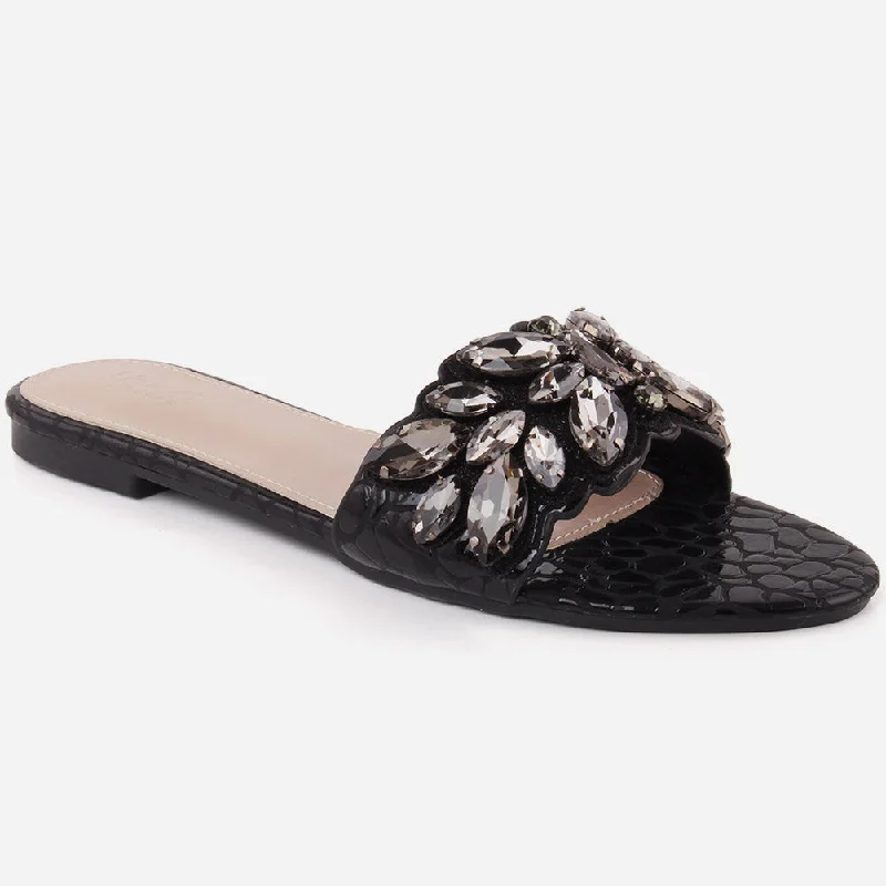 Slippers for humid nap repose -Women "PAM" Glitter Crystal Slippers