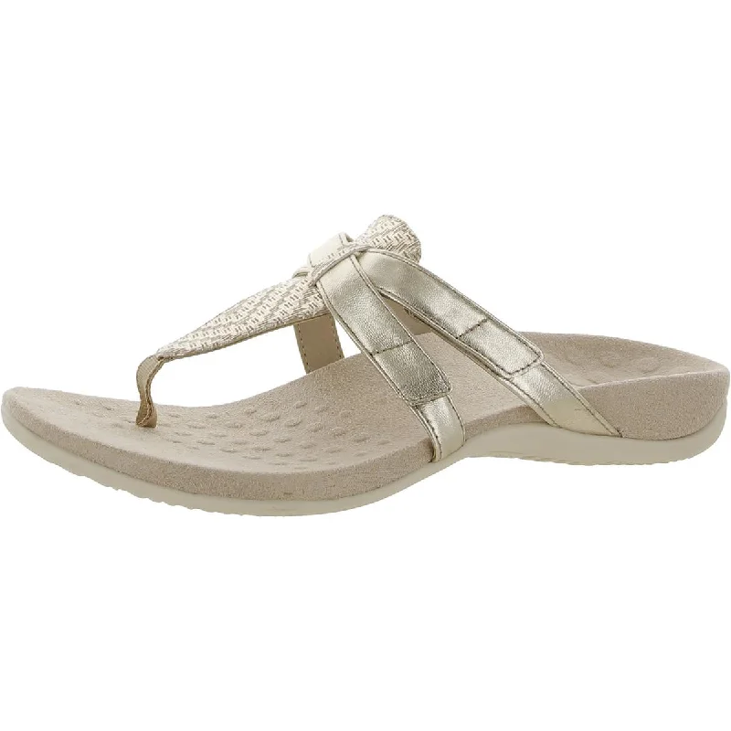 Lightweight sandals for warm coastal evenings-Vionic Womens Karley Leather Thong Slide Sandals