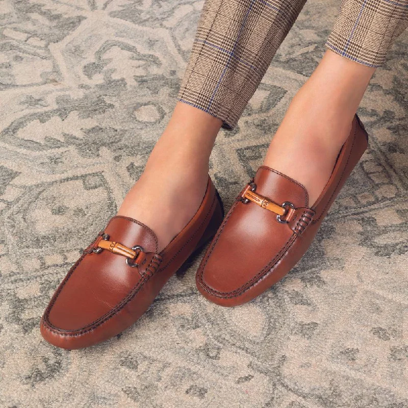 Lightweight loafers for hot evening strolls-The Mirocleto Brown Men's Handcrafted Leather Driving Loafers Tresmode