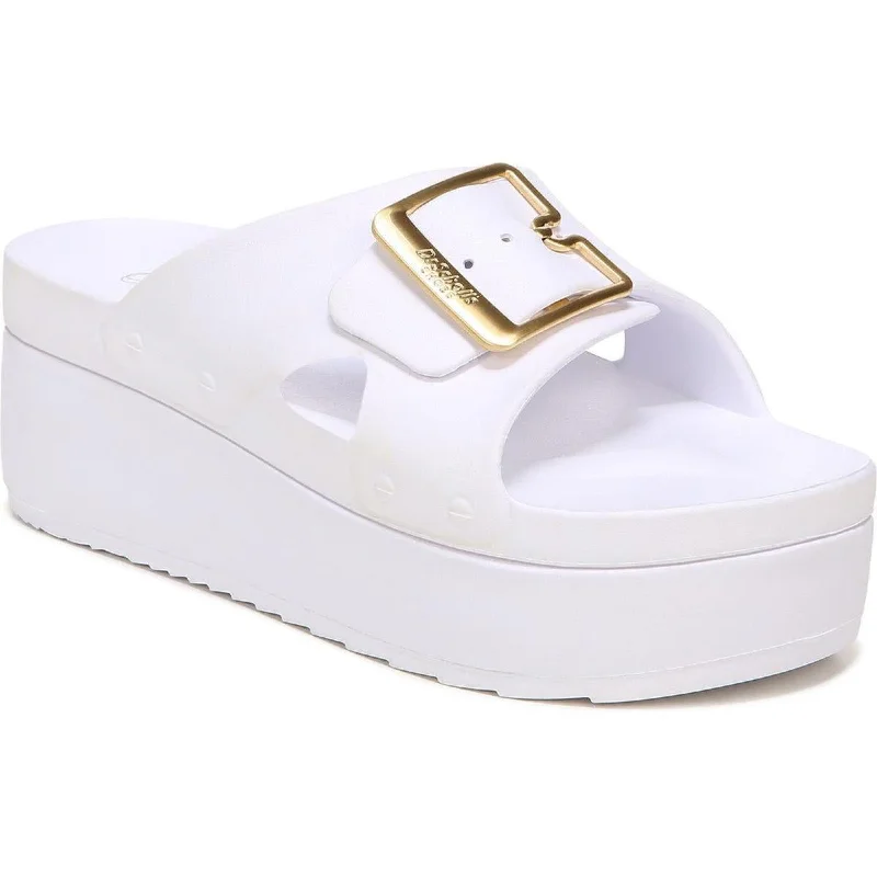 Fashionable sandals for warm seaside evenings-Dr. Scholl's Shoes Womens Original Goals Buckle Slip On Wedge Sandals