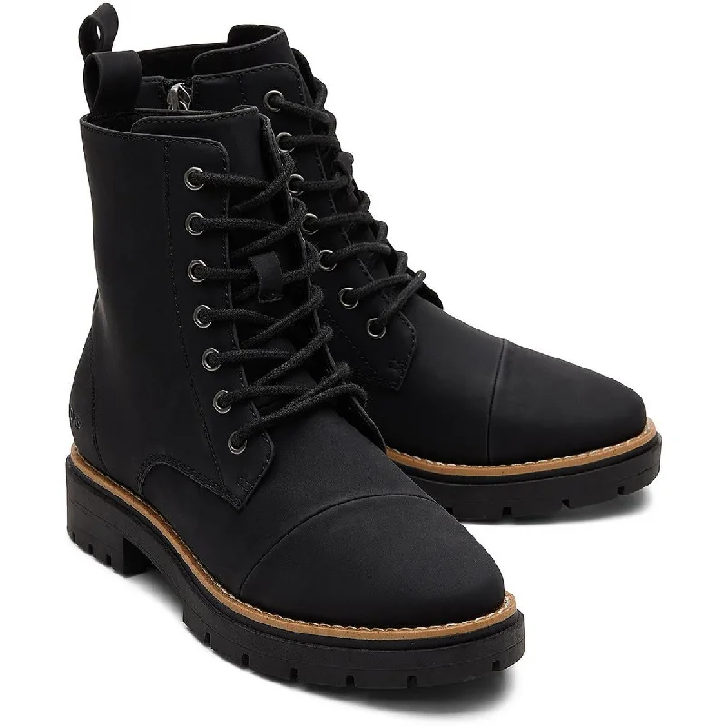 Best boots for muddy ridges -Toms Womens Alaya Faux leather Round toe Combat & Lace-up Boots