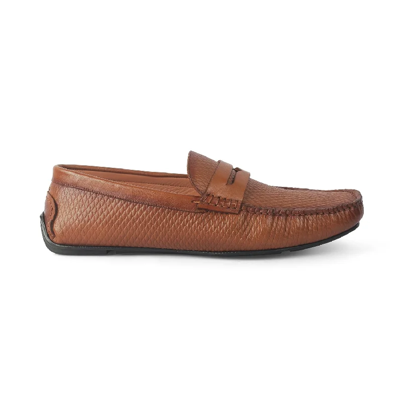 Cheap loafers for casual night walks-Tresmode Copen Tan Men's Leather Penny Driving Loafers