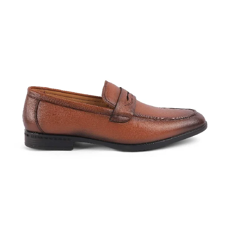 Comfortable loafers for warm evening strolls-Tresmode Yesi Tan Men's Leather Penny Loafers