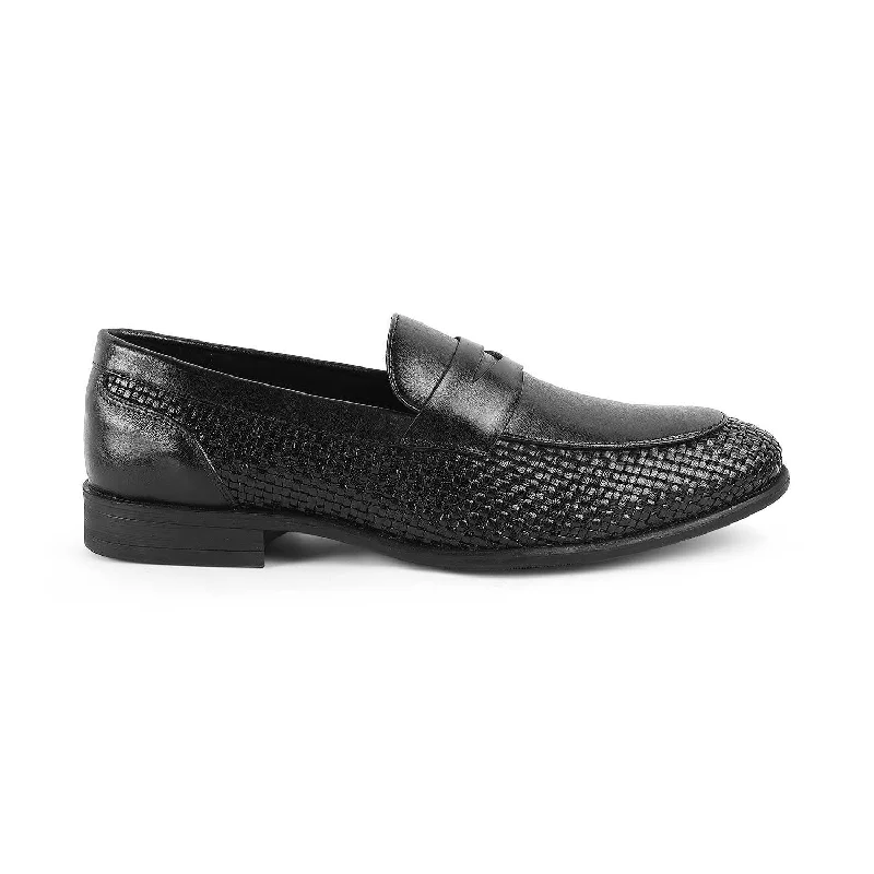 Breathable loafers for airy night strolls-Tresmode Jim Black Men's Leather Penny Loafers