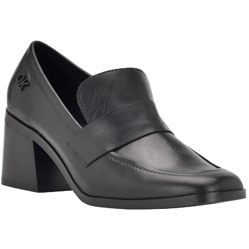 Affordable loafers for budget night strolls-Calvin Klein Womens Ventice Leather Square Toe Loafer Heels