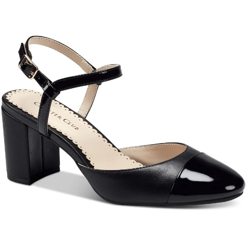 High heels with cozy sole fabrics -Charter Club Womens Dottii Faux Leather Slingback Pumps