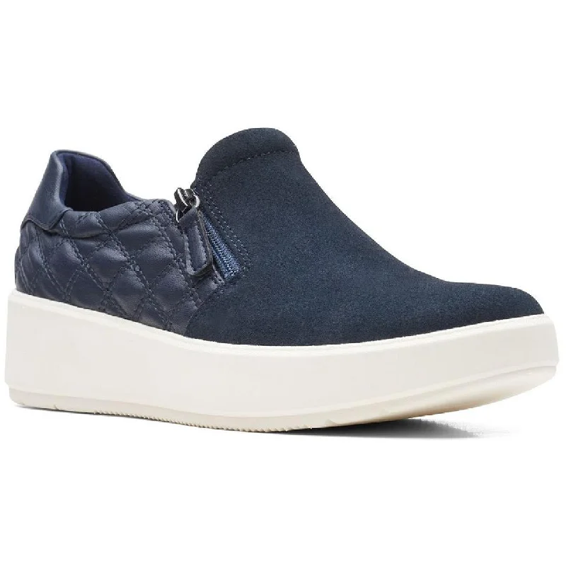 Athletic shoes with bright accents -Clarks Womens Layton Step Leather Quilted Slip-On Sneakers