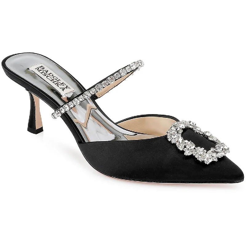 High heels with chic heel accents -Flutter Womens Satin Embellished Pumps