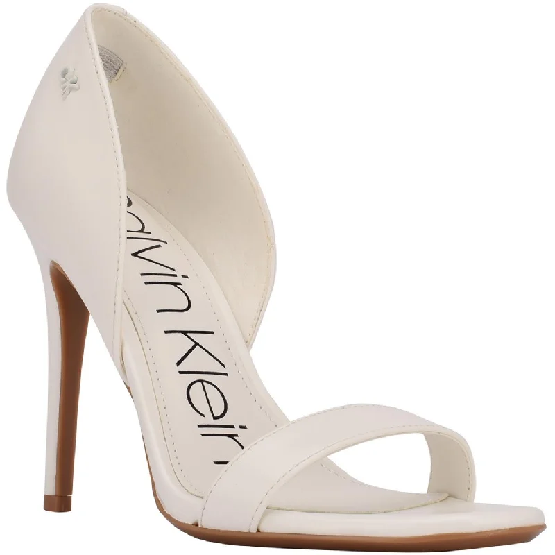 Fashionable sandals for warm beach evenings-Calvin Klein Womens Metino Faux Leather Open Toe D'Orsay Heels