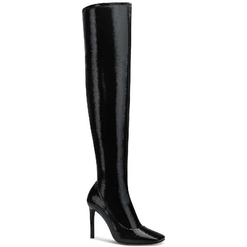 Boots with light ridge piles -INC Womens Keenah Patent Square Toe Thigh-High Boots