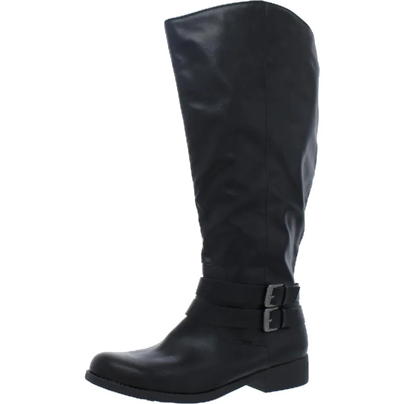 Boots with gauzy weave linings -Style & Co. Womens Maliaa Faux Leather Round Toe Mid-Calf Boots