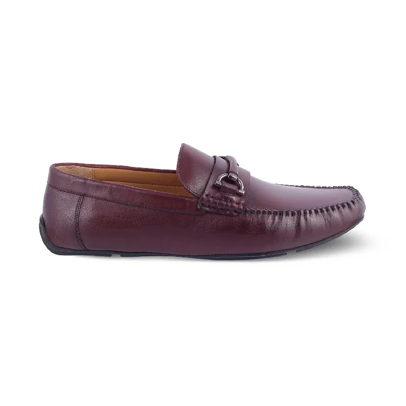 Cushioned loafers for cozy night comfort-The Salvo Wine Men's Leather Driving Loafers Tresmode