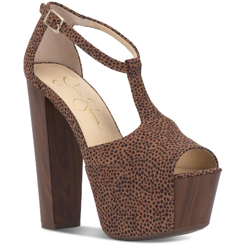 Fashionable sandals for warm coastal evenings-Jessica Simpson Womens Dany Peep-Toe Ankle Strap Platform Heels