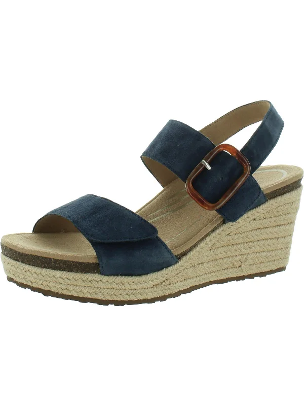 High heels with sleek sole designs -Ashley Womens Leather Cushioned Footbed Espadrille Heels