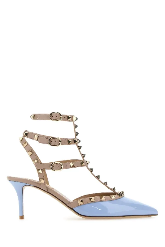 High heels for posh fall affairs -VALENTINO GARAVANI Two-tone Leather Rockstud Pumps - 6 cm Heel Height