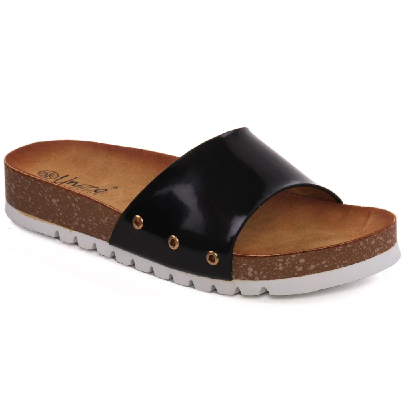 Slippers with firm nap soles -Womens ‘Hexa’ Shiny Summer Slippers