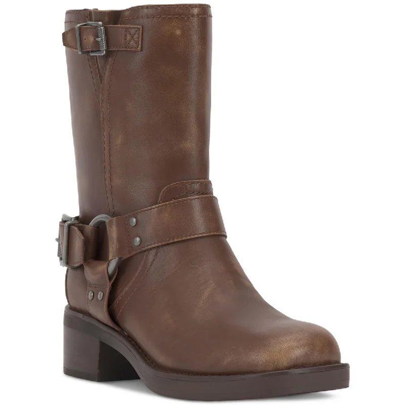 Boots with cool ridge hush -Vince Camuto Womens Leather Mid-Calf Motorcycle Boots