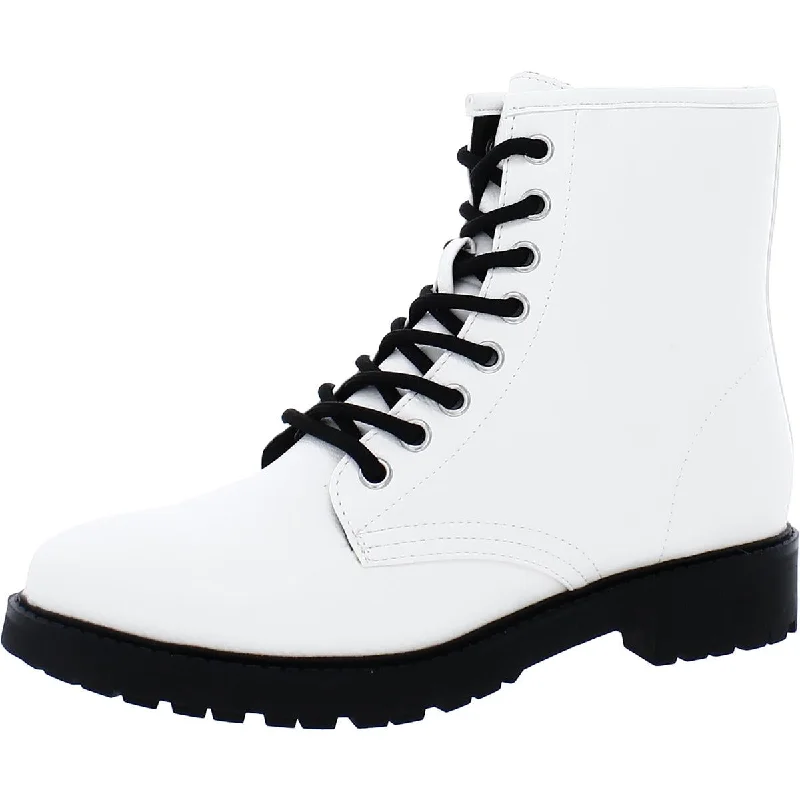 Boots with beefy sole grip -Esprit Womens Shelby Faux Leather Pull On Combat & Lace-up Boots