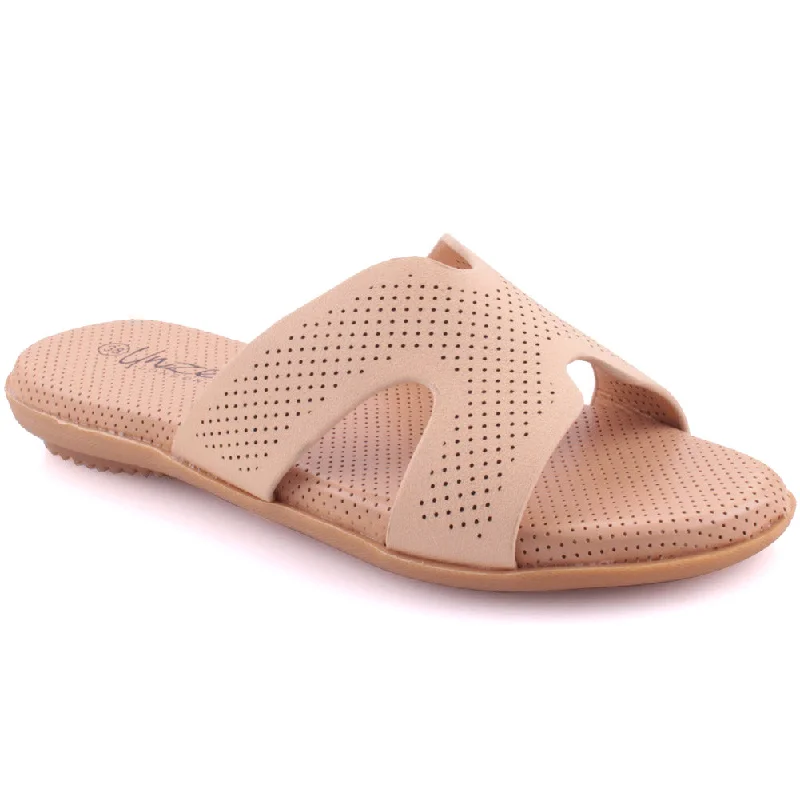 Slippers with solid nap soles -Women “RAE” Open Toe Perforated Slippers