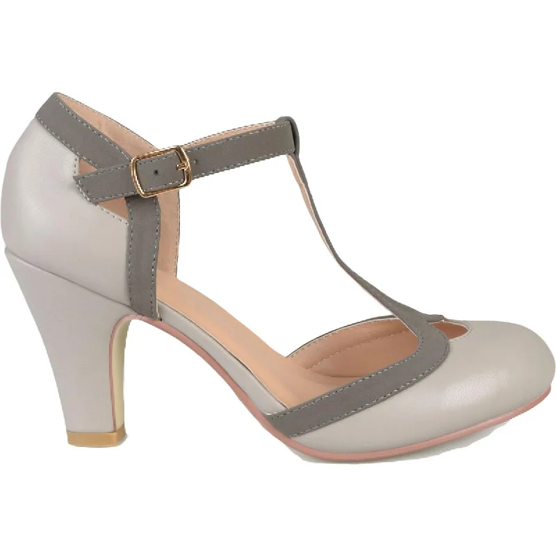 Durable sandals for tough shore evenings-Journee Collection Womens Olina Faux Leather T-Strap Mary Jane Heels