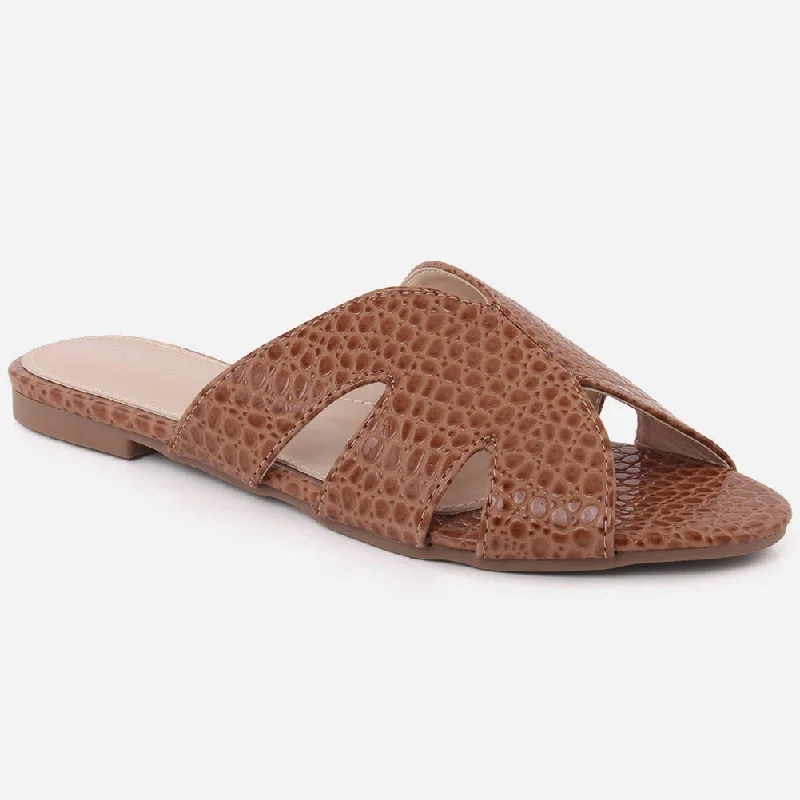 Slippers with worn nap grit -Women "LINDA" Open Toe Comfy Slippers