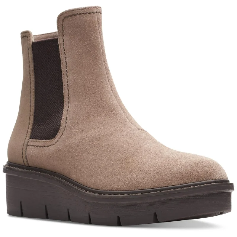 Boots with open ridge piles -Clarks Womens Airabell Move Zipper Wedge Chelsea Boots