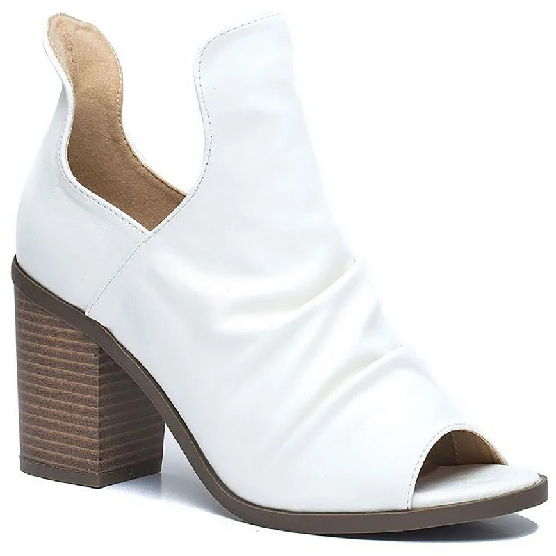 Breathable sandals for airy beach evenings-GC Shoes Womens Susana Slip On Peep Toe Block Heels