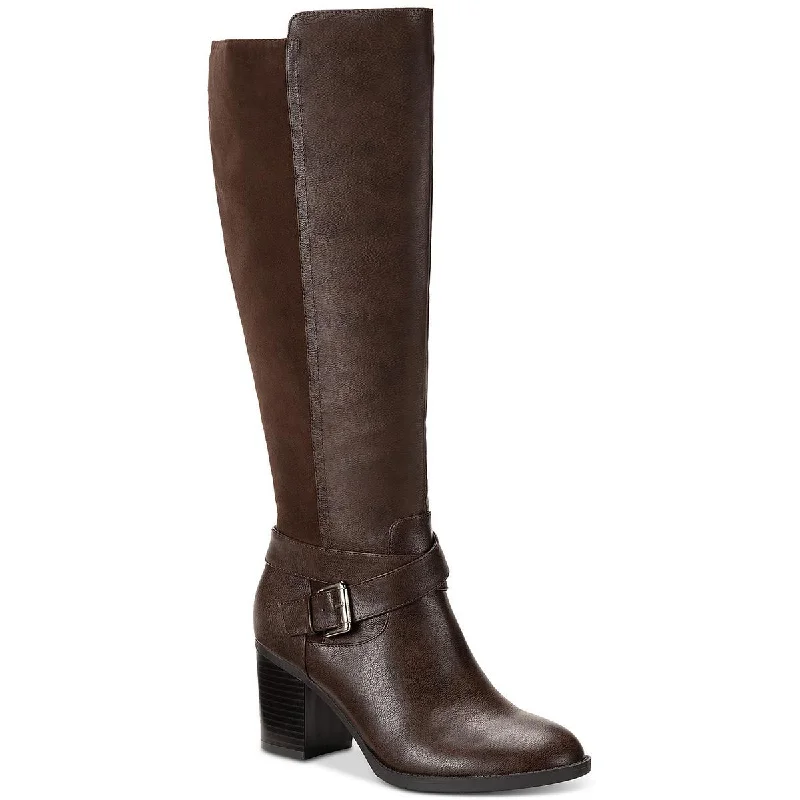 Boots for thick shins comfort -Style & Co. Womens Hazell Tall Block Heel Knee-High Boots