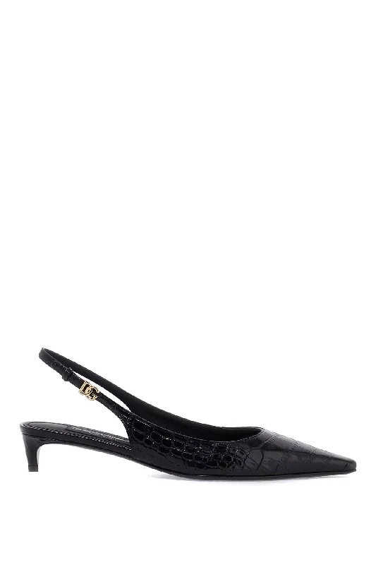 High heels for casual fall suppers -Dolce & Gabbana Women's Cocco Print Leather Slingback DãCol