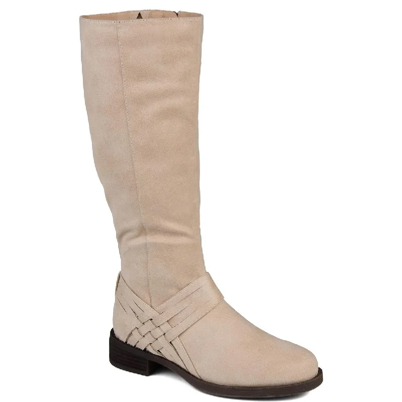 Boots with gauzy weave linings -Journee Collection Womens Faux Suede Wide Calf Mid-Calf Boots