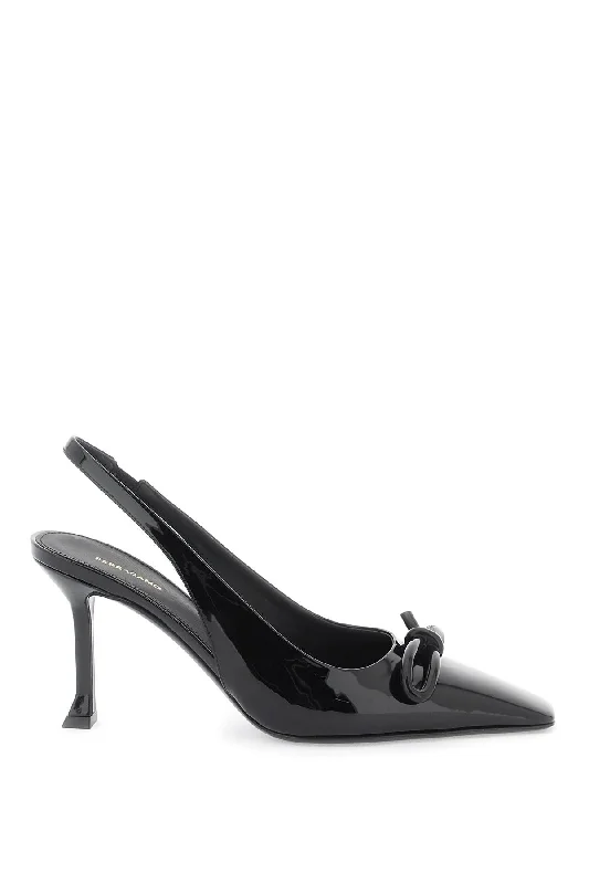 High heels with eco-friendly suede -Ferragamo Asymmetric Slingback Pumps with Bow