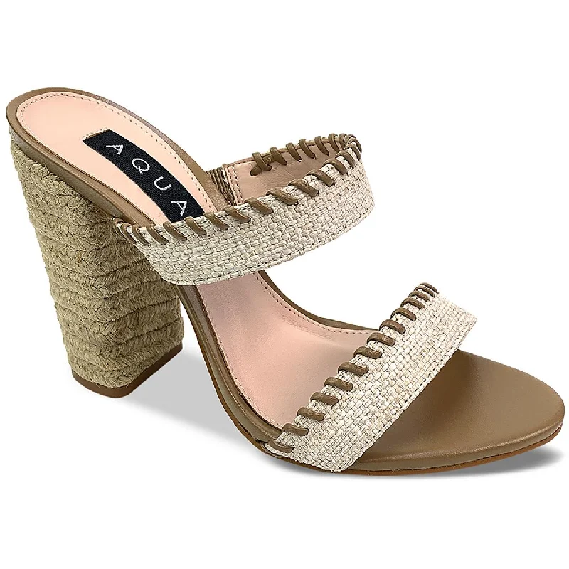 Affordable sandals for tropical beach evenings-Aqua Womens Woven  Mules Casual Block Heels