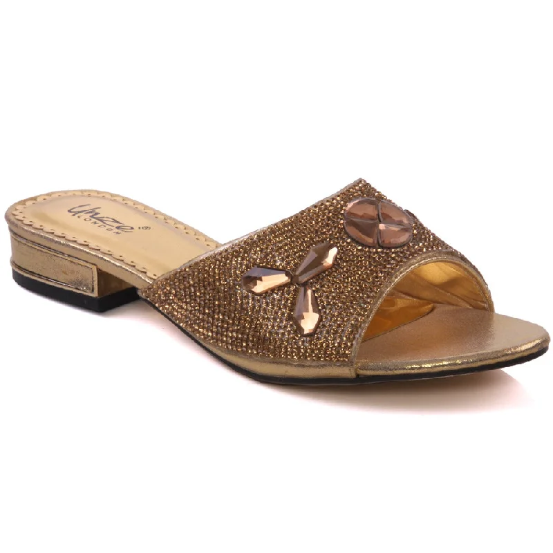 Slippers with tough nap grip -Womens ‘Semi’ Rhinestone Detailing Slippers