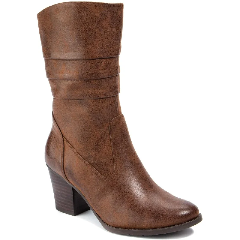 Boots with sleek ridge piles -Baretraps Womens Lovelace Round Toe Block Heel Mid-Calf Boots