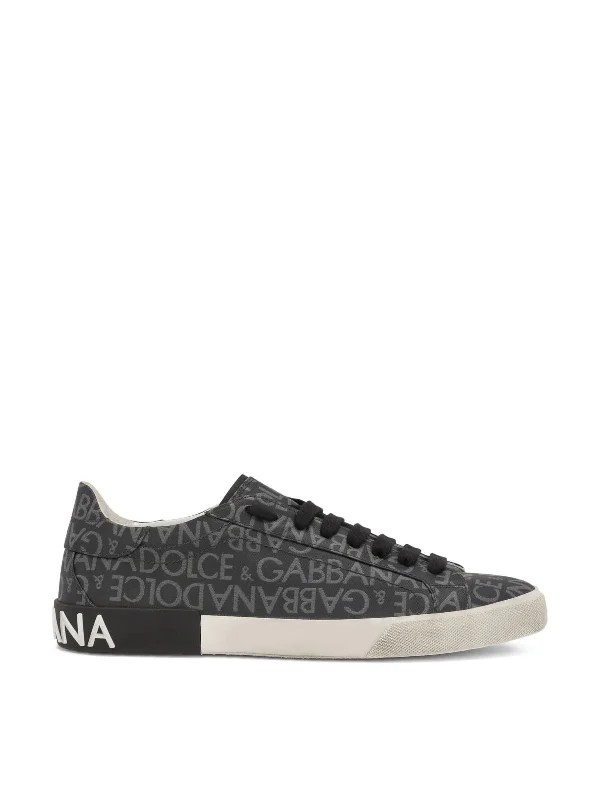 Athletic shoes with soft soles -DOLCE & GABBANA Portofino Jacquard Logo Sneakers for Men - FW24